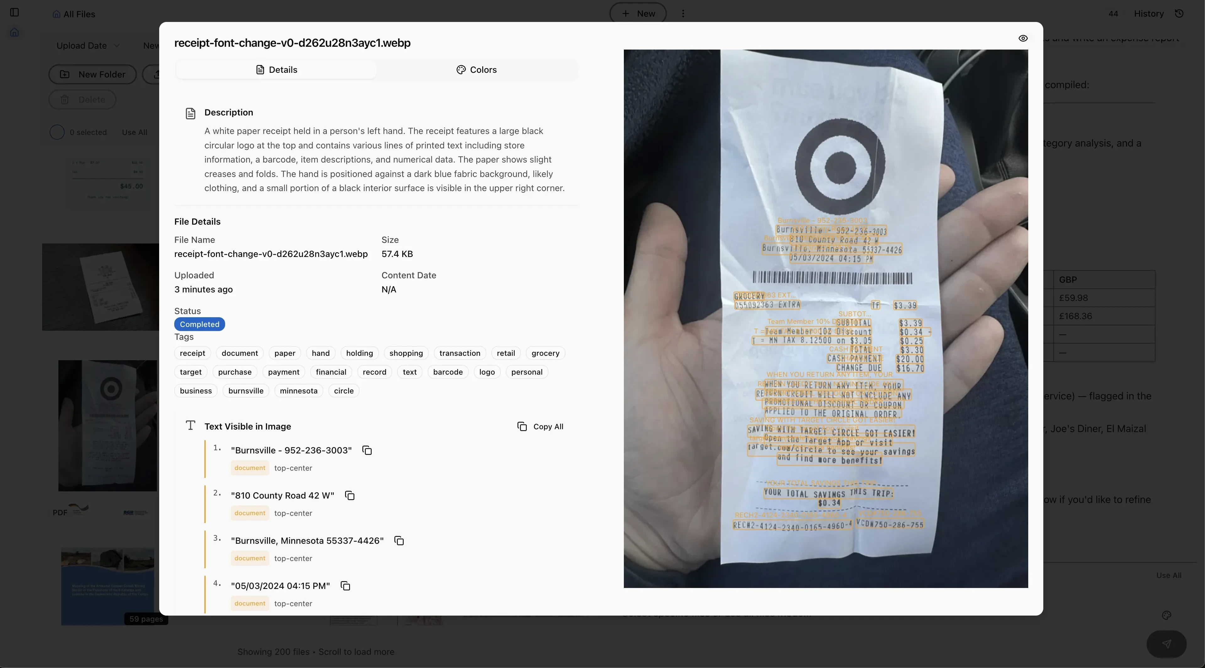 Scopix extracting structured data from a receipt via OCR
